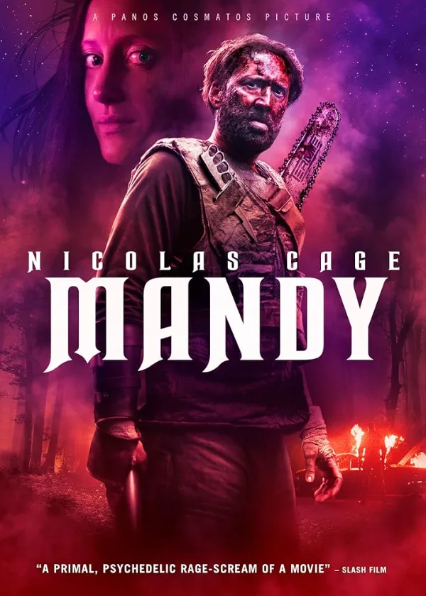 Cartelera oficial de Mandy: una pesadilla de acero y fuego
