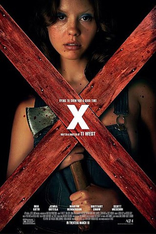 Cartelera oficial de X: El sangriento despertar del slasher analógico